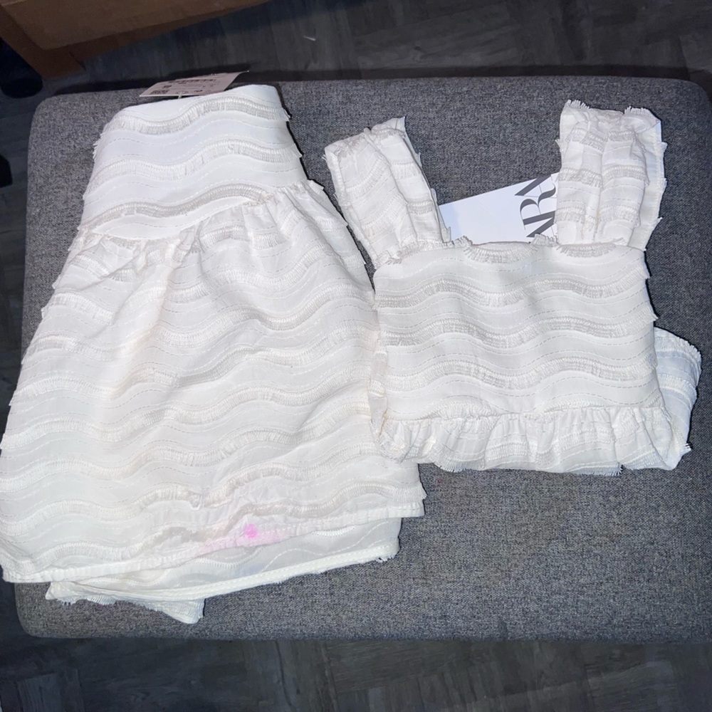 Zara fringe oyster white set 2-3T